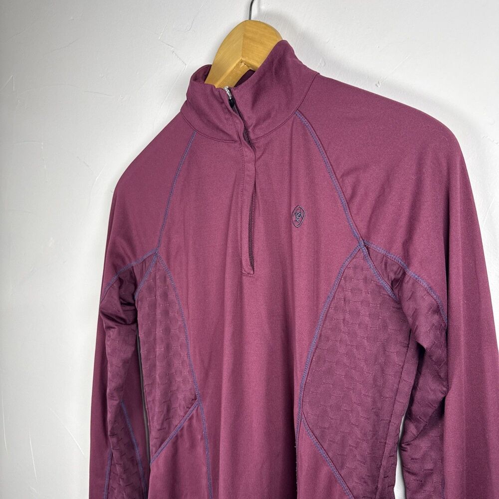 Ariat Tek Cold Series 1/4 Zip Baselayer Pullover Size Small Plum Purple Layering - Picture 4 of 11